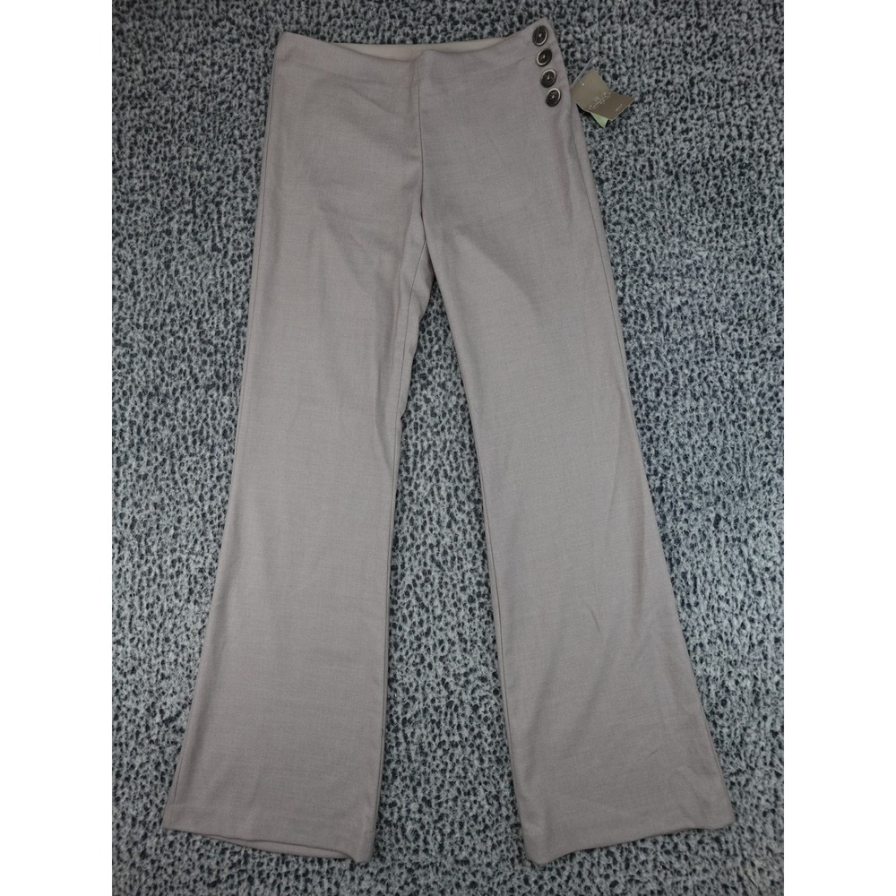 Elevenses The Brighton Trousers Womens 8 Taupe Grey NWT Side Button‎ Flare